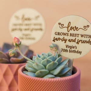 Love Grows with Best Family and Friends Plant Stick, Shower Thank You Gift Ideas, Custom Party Quinceanera Birthday Favors Giveaways, Tags