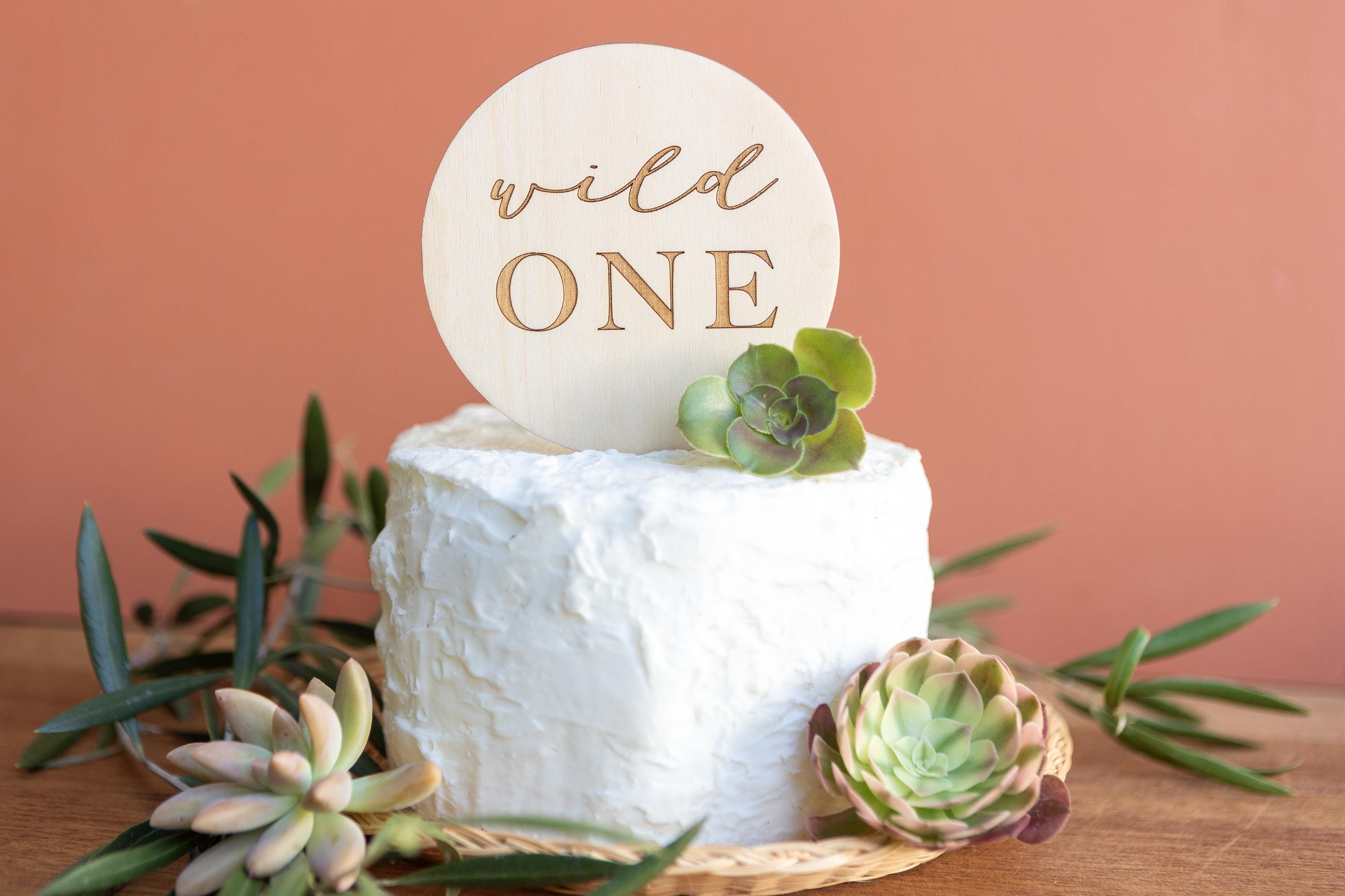 Personalized Wild ONE Cake Topper - First Birthday Birch Wood - Etsy