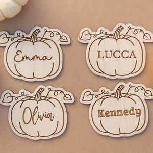 Pumpkin Name Place Cards,Pumpkin Laser Cut Names,Thanksgiving Wooden Name Tags,Fall Place Setting,Thanksgiving Table Decor,Fall Name Plates