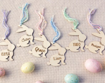Easter Basket Name Tags,Personalized Easter Bunny Ears Name Tags,Bunny Basket Name Tag for Easter Gift,Wooden Personalized Easter Bunny Tag