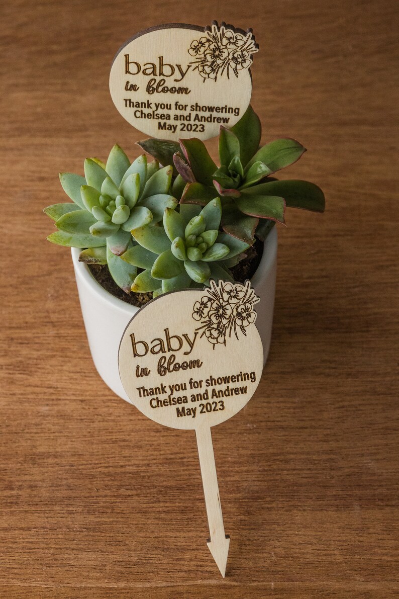 Personalized Baby in Bloom Plant Stakes: Rustic Baby Shower Favors - Etsy