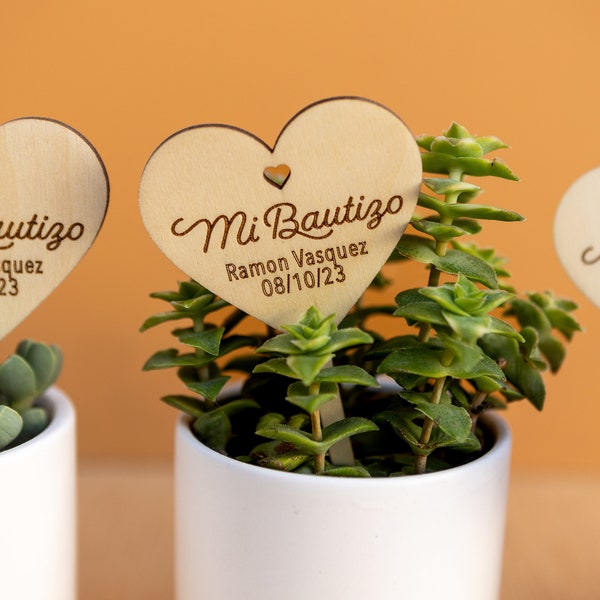 Mi Bautizo Plant Tag Stick Favors, Baptism Favors,Mi Bautizo Party Favors for Guests, Thank You Gifts, Bulk Custom Baptism Favour,Plant Tags