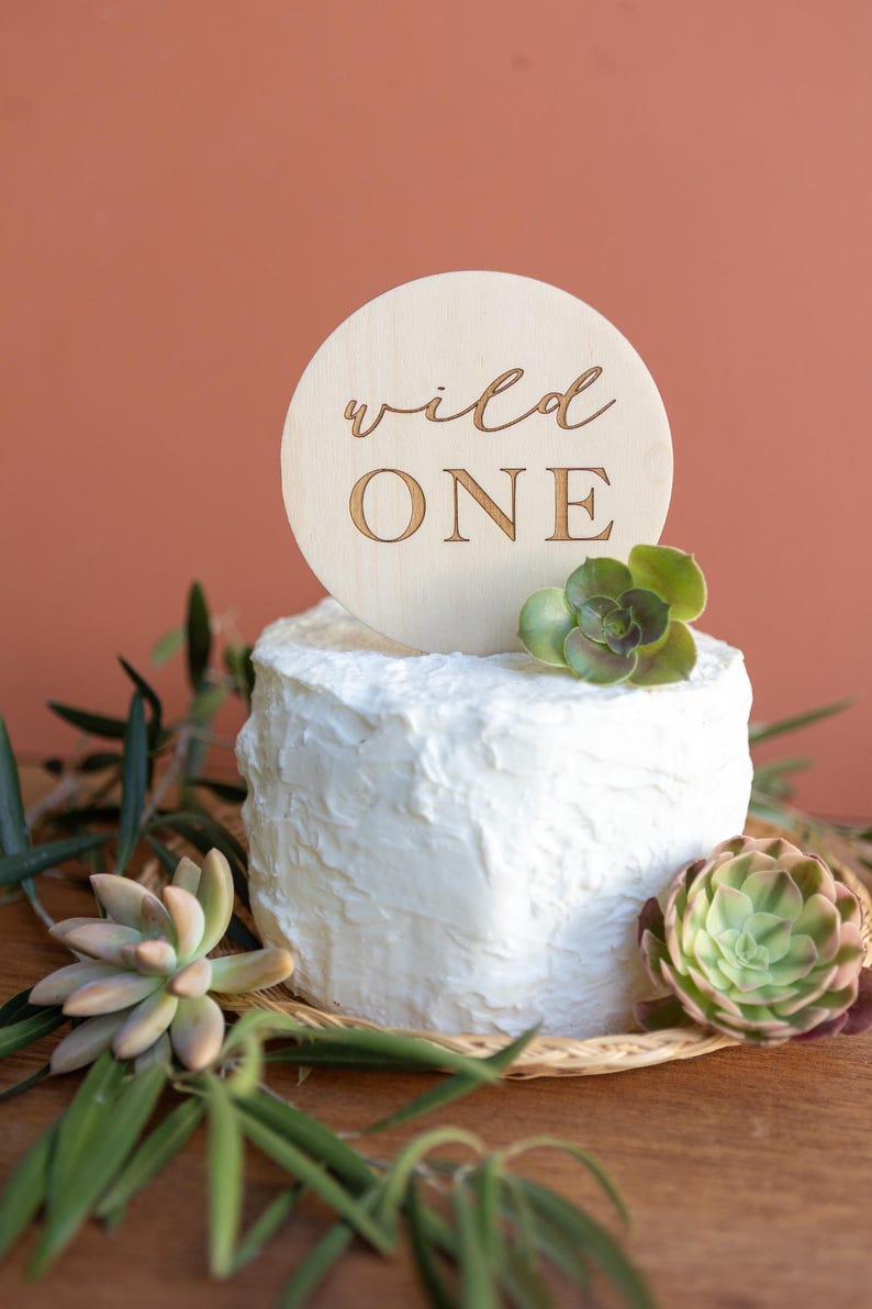 Personalized Wild ONE Cake Topper - First Birthday Birch Wood - Etsy