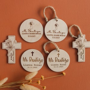 Mi Bautizo Wooden Candle Tags: Personalized Baptism Favors