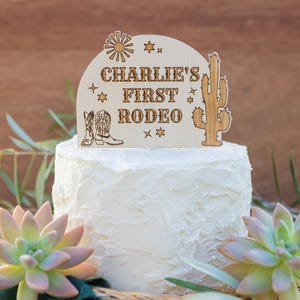 Personalized My First Rodeo Birthday Cake Topper,Cowboy Rodeo Theme Cake Topper,Rustic Western Cake Topper for My First Rodeo Party