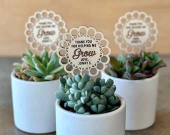 Teacher Appreciation Gift Plant Stake, Personalized Wooden Plant Stick, Custom Engraved Teacher Gift End of Year, Teacher gift from class