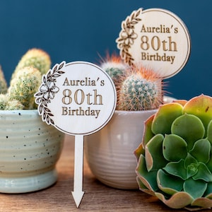 Birthday Party Favors 80th 50th 60th Birthday Thank You Favors,Custom Birthday Plant Stick Party Favors, 40th 30th 70th 50th Party Favors