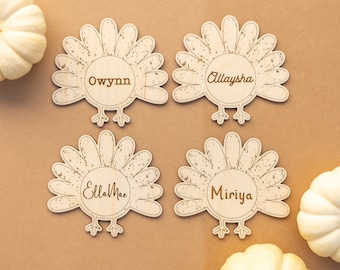 Turkey Name Place Cards,Turkey Laser Cut Names,Thanksgiving Wooden Name Tags,Fall Place Setting,Fall Name Plates,Thanksgiving Table Decor,