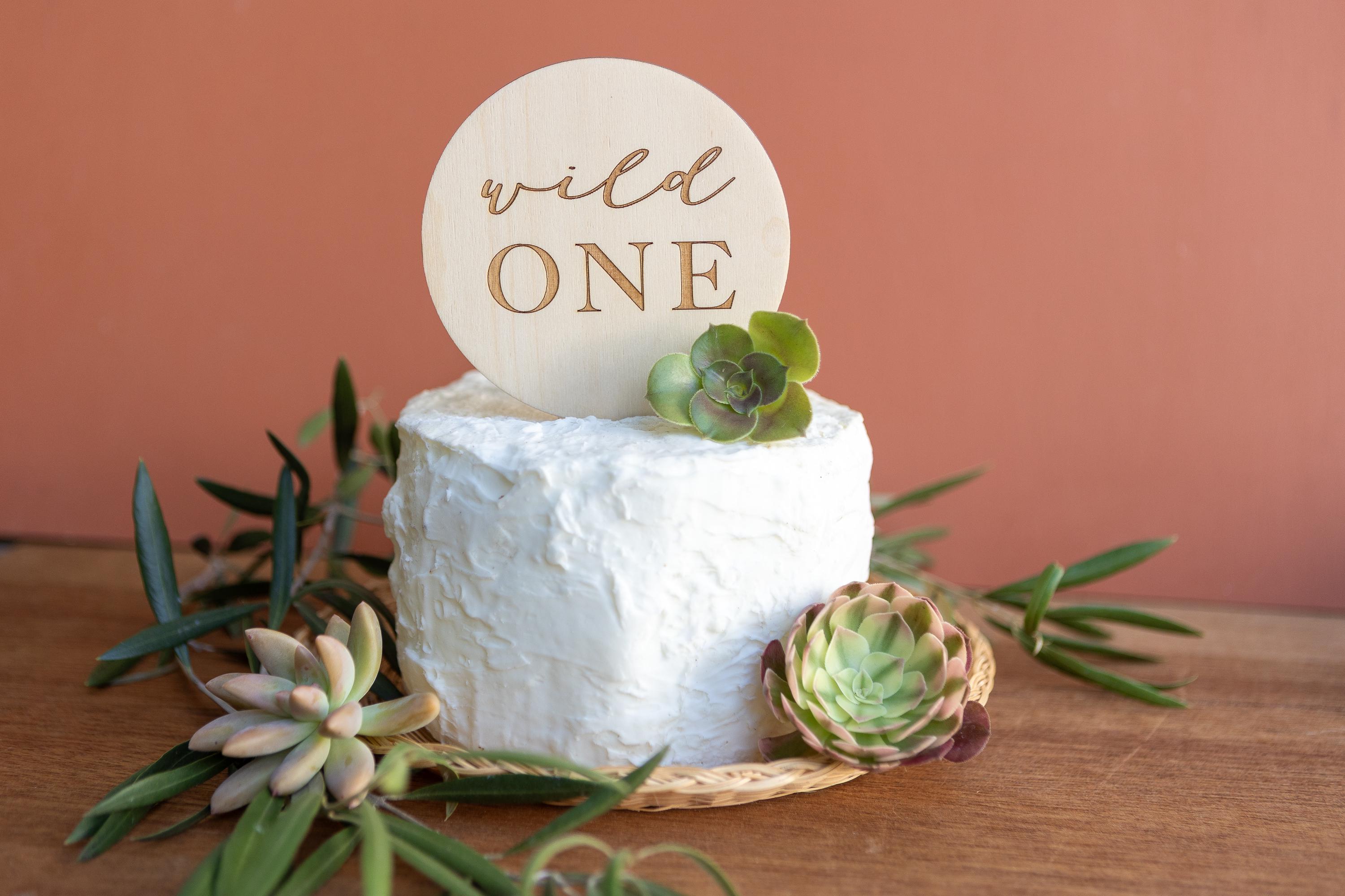 Personalized Wild ONE Cake Topper - First Birthday Birch Wood - Etsy
