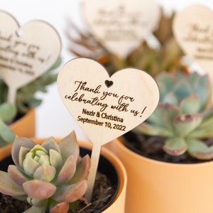 Thank You for celebrating with  Us Plant Stick Wedding Favours, Wedding Succulent Plant Stake Favors, Bridal Shower Thank You Plant Tag