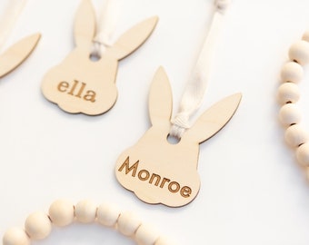 Wooden Bunny Gift Tag | Custom Engraved Wood Bunny Tag | Wooden Rabbit Name Tag | Basket Name Tags | Bunny Name Tag | Rabbit Tag for Gift
