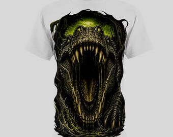 Alligator Graphic T-Shirt, Swamp Monster Tee, Dark Fantasy Horror Shirt, Gothic Streetwear