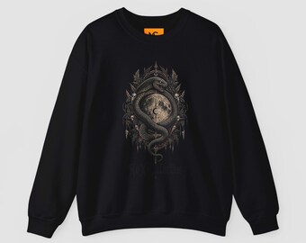 Gothic Serpent Sweatshirt, Moon Snake Celestial Graphic Crewneck