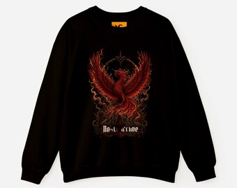 Gothic Phoenix Sweatshirt, Red Firebird Mythology Graphic Crewneck