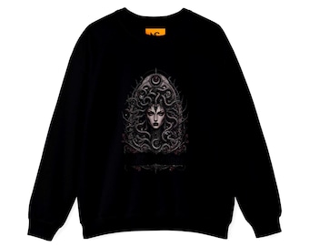 Gothic Medusa Sweatshirt, Snake Goddess Greek Mythology Graphic Crewneck