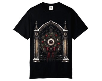 Gothic Wreath Gate T-Shirt | Dark Victorian Cemetery Ornament