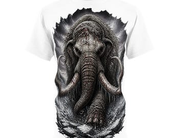 Woolly Mammoth Graphic T-Shirt, Prehistoric Ice Age Beast Tee, Dark Fantasy Wildlife Shirt