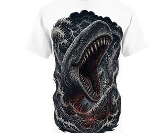 Roaring Shark Graphic T-Shirt, Ocean Monster Tee, Dark Fantasy Sea Predator Shirt, Gothic Streetwear