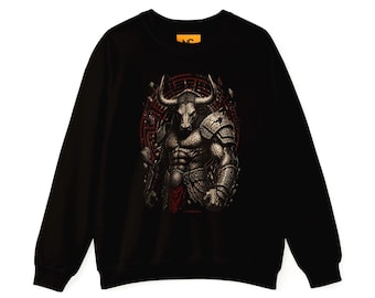 Minotaur Warrior Crewneck Sweatshirt | Dark Fantasy Mythological Beast Gothic Apparel