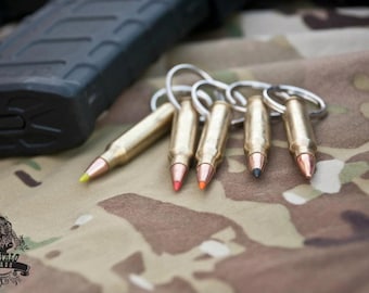 223 / 556 Full Metal Jacket, Zombie, Orange, Red, Blue, Black, or Silver and Black Bullet Key Chain (1)