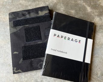 Military Cover with Paperage lined notebook included / Cordura Cover in Multicam, OCP, etc - w/ name tape and flag ADD ONS
