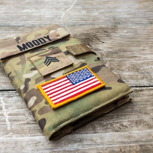 Green Book Cover / Cordura Cover in Multicam, OCP, etc - w/ name tape and flag ADD ONS