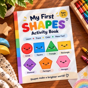 Shapes Worksheets for Toddlers, Learn 7 Shapes, Tracing & Matching Activities, Preschool Printable PDF, Ages 2-5