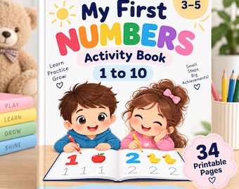 Numbers 1-10 Activity Book for Ages 3-5 | Counting, Tracing, Coloring (Digital Download)