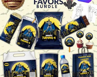 Bat Hero Birthday Party Bundle Editable Canva Template Superhero Party Decorations Printable kid Birthday Instant Download