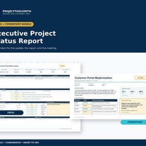 Mall för statusrapport för chefsprojekt | Excel- och PowerPoint-paket | PMO-instrumentpanel