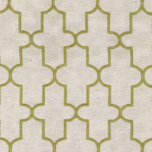 Green embroidered linen fabric