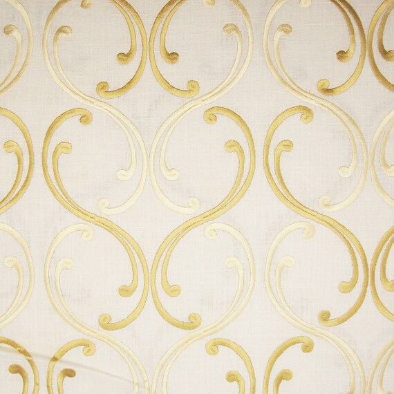 Linen embroidery drapery fabric 10 yards in stock. Custom Curtains, Contemporary style.