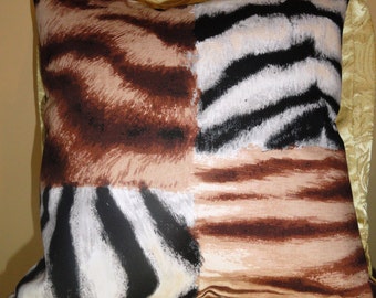 Safari Animal Pillow covers18"x18".Brown, black, white Designer Pillow - Decorative Pillow - Throw Pillow