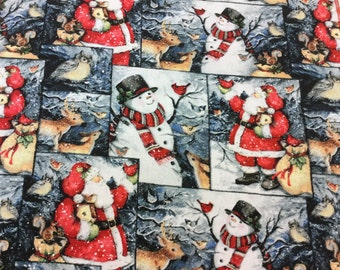 Set of 6 snowman Christmas Napkins. Size is 15"x15". Black,grey New Year napkins.