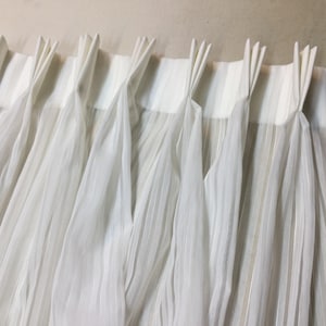 Pleated striped sheer drapery.white or Ivory color Sheers  ,Pinch pleated sheers.White  or Ivory sheers.Window treatment.Made to order.