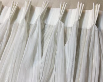 Pleated striped sheer drapery.white or Ivory color Sheers  ,Pinch pleated sheers.White  or Ivory sheers.Window treatment.Made to order.