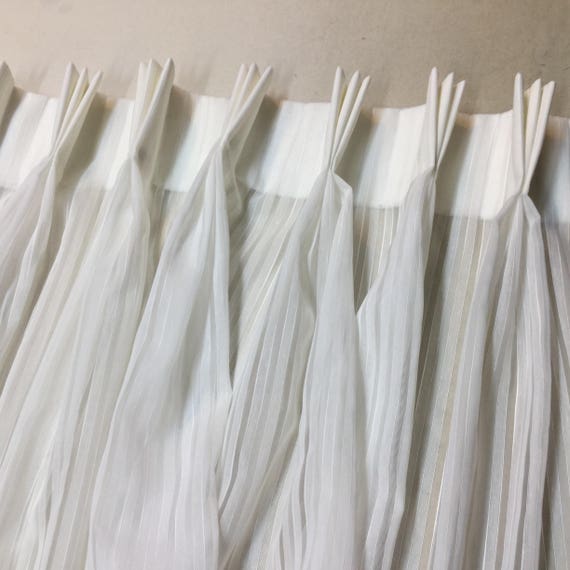 Pleated Striped Sheer Drapery White Or Ivory Color Sheers Etsy
