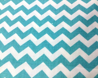 FT-Famous Name 3/8" Chevron - Aqua/White  cotton fabric 30 yards in stock. 60 inches wide fabric