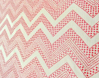 Chevron Geometric Juvenile white pink fabric by yard.Drapery, upholstery woven fabric.Great for the girl bedroom.12 yards.