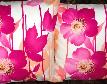 Pink Floral and Stripe Pillow covers.20"x20" size.Decorative pillow,Designer pillow,Throw pillow