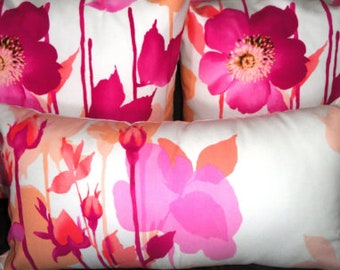 Pink Floral and Stripe Pillow covers one 14"x26" size. two 18x18 Decorative pillow,Designer pillow,Throw pillow