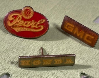 VINTAGE Brand Lapel Pins | Set of 3 | Pearl Lager Beer | GMC | Honda | S28