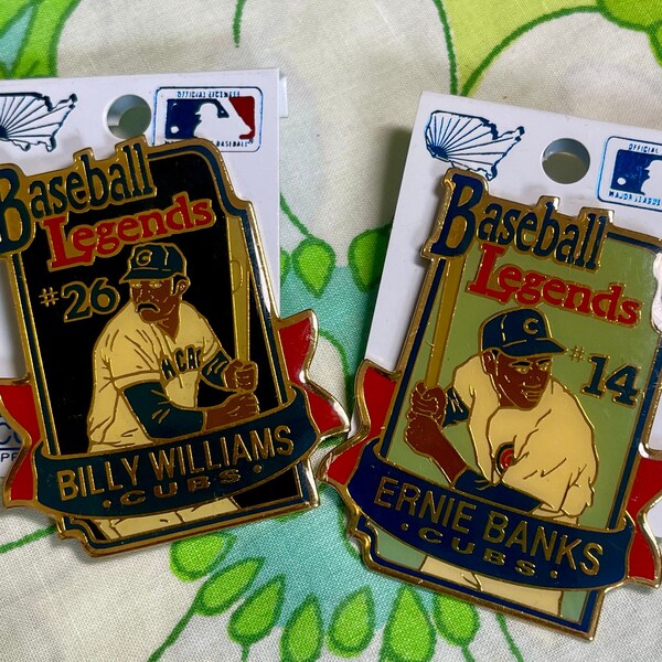 VINTAGE MLB Baseball Legends Chicago Cubs Lapel Pins | Ernie Banks | Billy Williams | 14M