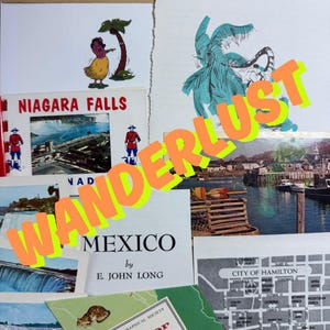 Pack de démarrage éphémères de voyage WANDERLUST | vintage des années 40 - An 2000 | Sac à main mystère | Journal indésirable | Fabrication de cartes