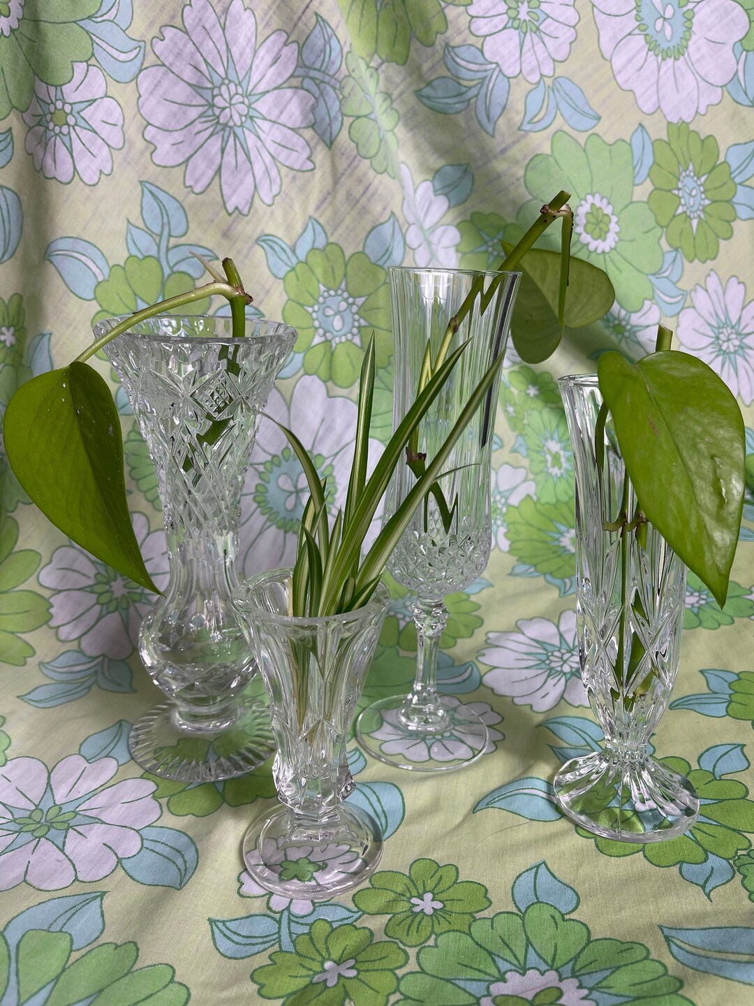VINTAGE Crystal / Cut Glass Bud Vases Mismatched Set of 4 Etsy