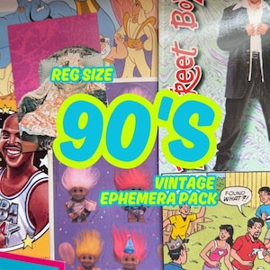 1990s Vintage Ephemera Starter Pack: REG SIZE - Vintage Paper Junk Journal Kit