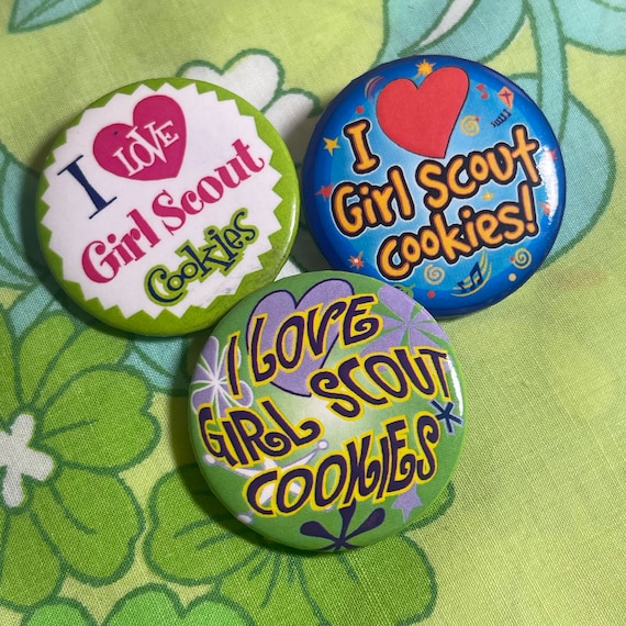 VINTAGE I Love Girl Scout Cookies Pins / Buttons … - image 1