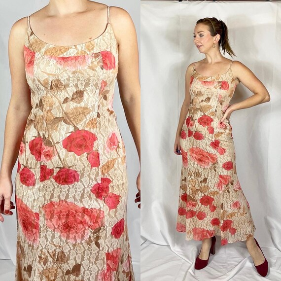 SIZE XS/S Vintage Floral Maxi Dress 