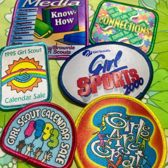 VINTAGE 1990's 2000's Girl Scout Patches Sports Connections Media