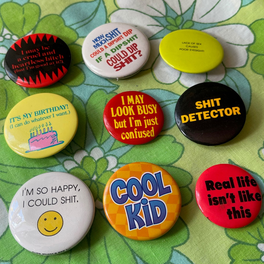 VINTAGE Funny Small Pinback Buttons | Cool Kid | It's My Birthday Pin ...